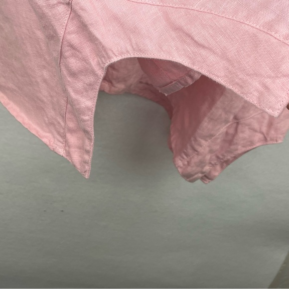 Cut Loose 100% Linen Pink Top Women’s L Button Up Blouse Uneven Hem Boxy - Picture 7 of 10